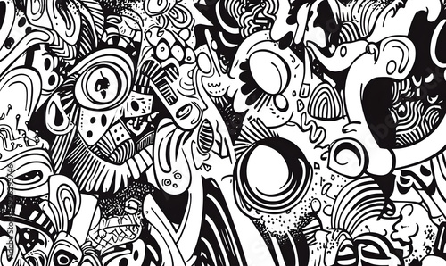 hand drawn abstract doodle style