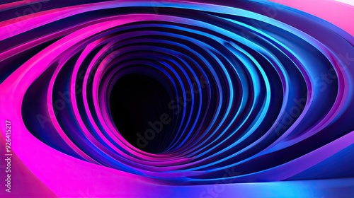 Abstract sinkhole design with vibrant neon stripes and techno theme. Ideal for creating modern art backgrounds, advertisements, website banners, and product packaging.