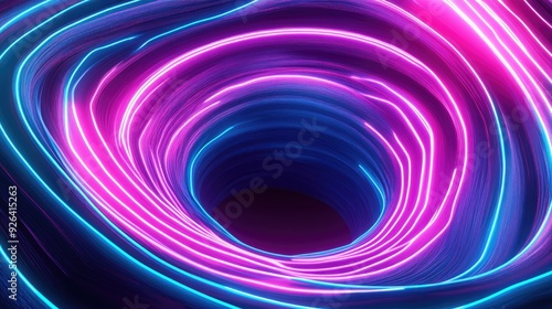 Abstract sinkhole design with vibrant neon stripes and techno theme. Ideal for creating modern art backgrounds, advertisements, website banners, and product packaging.