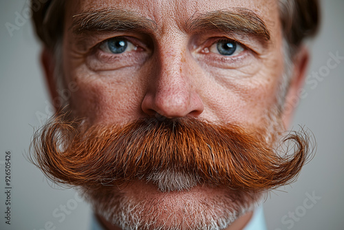 Close Up Portrait of a Man with a Striking Red Mustache