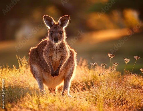 Brown australia animals kangaroo young wild grass wildlife australian marsupial mammal nature cute