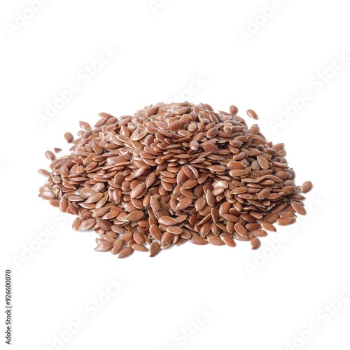 Flax seed close up on white background.