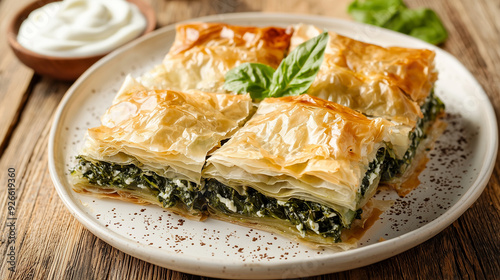 Traditional Spanakopita with Golden Phyllo and Creamy Spinach Filling