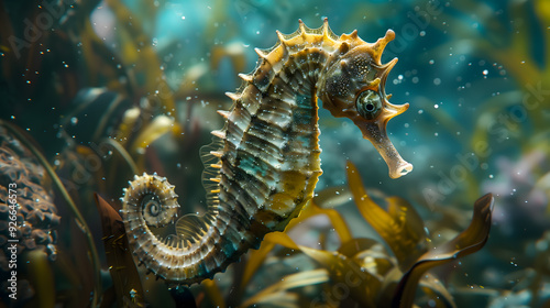 Close shot of an seahorse in the sea