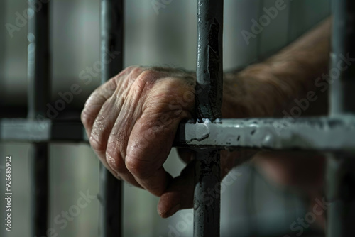 Prisoner's Hands Behind Bars