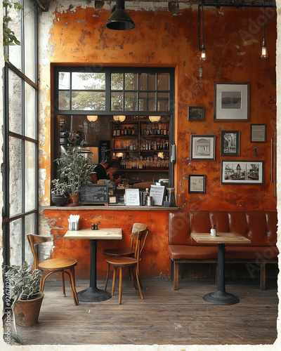 A cozy, inviting café or bistro interior.