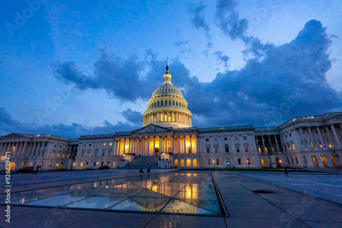 US Capitol Noth Side Illuminated Reflection Washington DC