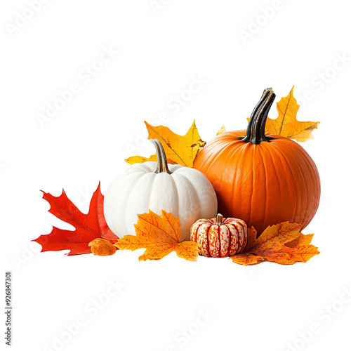 Pumpkins and Autumn Leaves