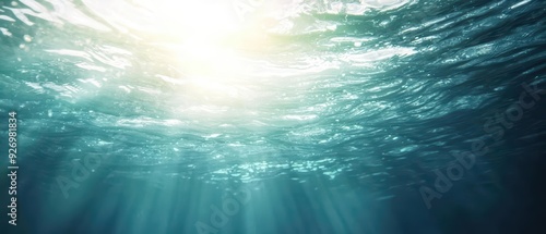 Sunlight beams through clear blue ocean water.