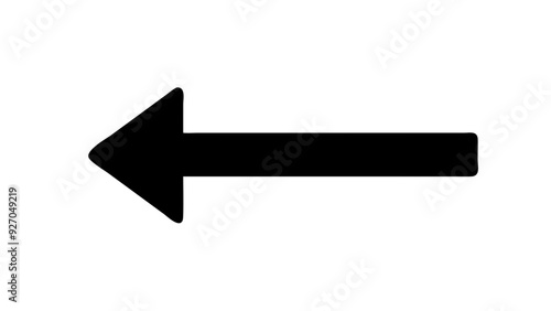 a black arrow pointing to the left. It has a solid, bold design with a triangular arrowhead on the left side and a straight line extending to the right