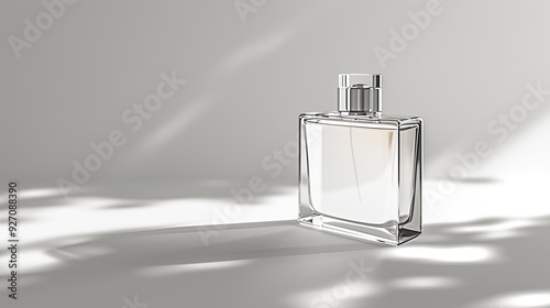 Rectangular perfume bottle on a white background. There is space for insertion.