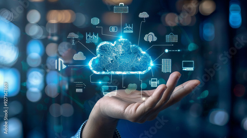 Futuristic Cloud Technology Visualization with Digital Circuit Connections: Cloud Computing, Data Security, and Information Technology Content | Essential for Business and Tech Industries