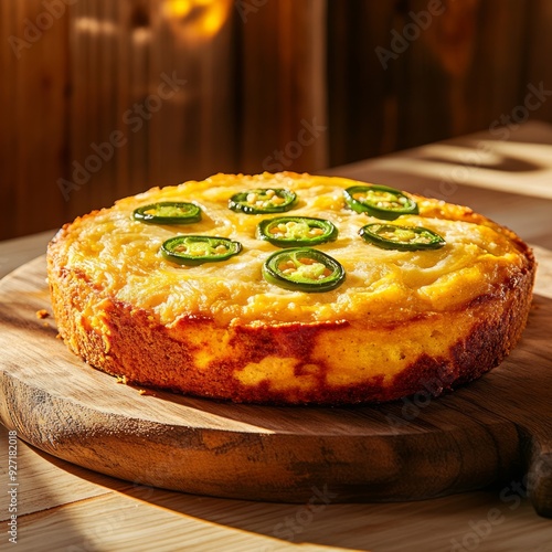 Delicious cornbread with jalapeno peppers and cheese.