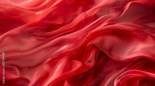 Abstract background featuring semi-transparent red silk fabric with flowing drapery and soft, elegant texture, ideal for design projects, banners, and elegant invitations