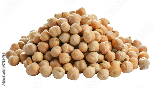 a bunch of chickpeas on a white isolated background. Generative AI.