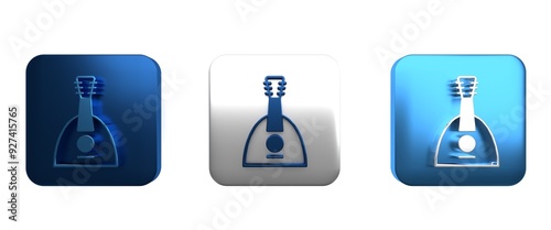 Colorful Musical instrument balalaika icon isolated on white background. Square button. 3D render illustration