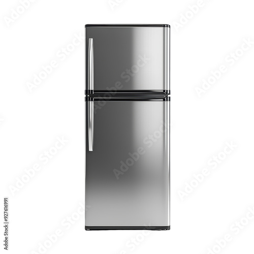 Refrigerator isolated on white transparent, French door fridge front view