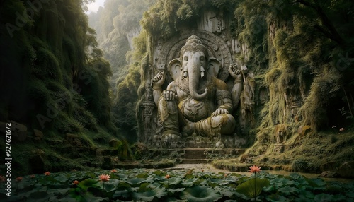 Old huge ancient statue of Lord Ganesha