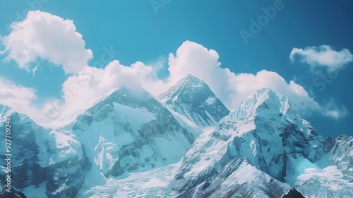 Grandiose peaks covered with eternal ice and snow