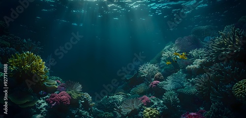 Depths coral structures extending into the deep ocean