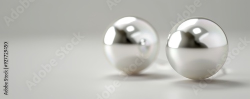 Shiny pearl earrings on white background, 4K hyperrealistic photo