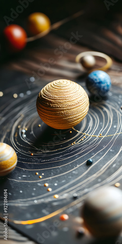 Solar system model with planets in orbit