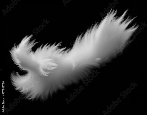 White cirrus cloud isolated on black background