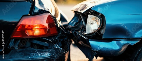 Close-up of a rear-end collision, focusing on the crumpled bumper and broken taillights