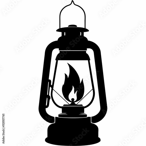 lantern oil flame lamp black silhouette,Kerosene lamp vector logo, Petroleum Lamp Logo Vector, Old oil lamp Modern Vintage Logo contains, gas lamp concept