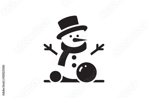 winter snowman Christmas character icon Xmas Snowman vector silhouette