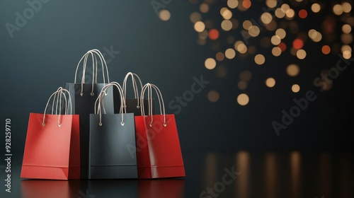 Black Friday chaos, overfilled shopping bags, 3D illustration