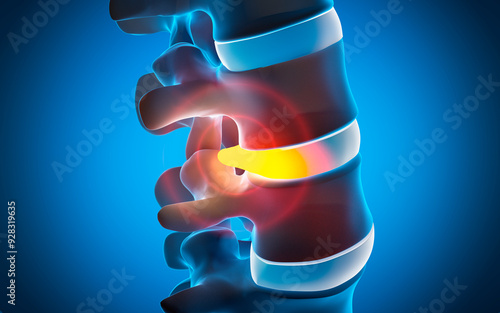 Human Spine Disc Degeneration - Spine Problems - 3D illustration