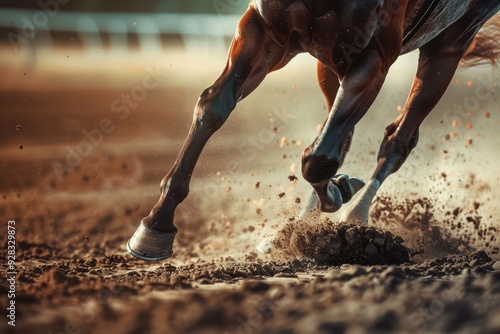 A thoroughbred horse winning a race on the racetrack