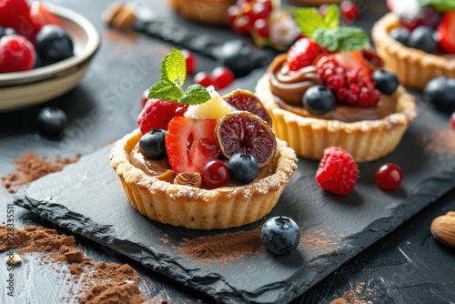 baked goods with chestnut cream and fruit