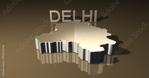 Low angle 3D Map of Delhi in 3D Golden Theme