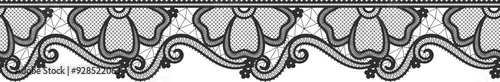 Lace flower ornament. Seamless border with decorative pattern