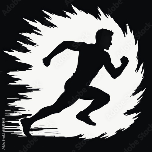 Illustration of a silhouette runner for the Olympic Games using the Running Man logo