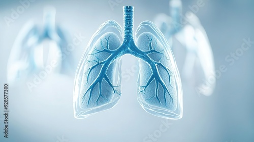 Lungs during COPD exacerbation, with visible mucus overproduction and severe airway constriction, COPD exacerbation, lung crisis