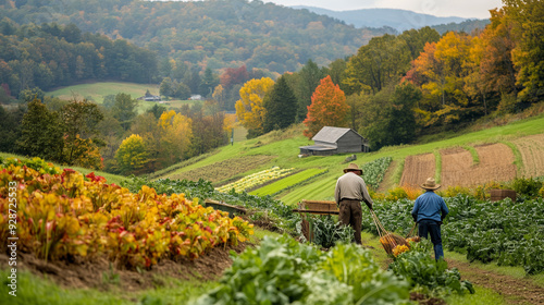 Mountain Abundance: Happy Appalachian Farmers Harvesting Mixed Vegetables