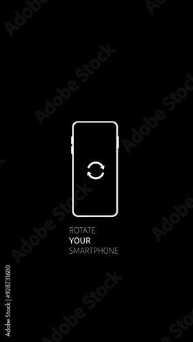 Command turn your phone rotation.Rotate smart phone icon on black background. Device rotation symbol. Turn your device.