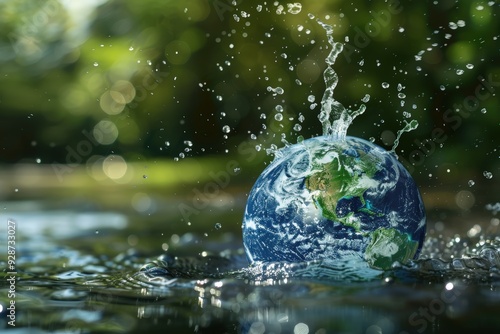 Earth in water splash