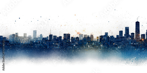 PNG Night city skyline border element, transparent background