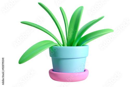 3d potted houseplant Green plant in a pot. Realistic 3D image for concepts of eco, house plants, botany, favorite plants,