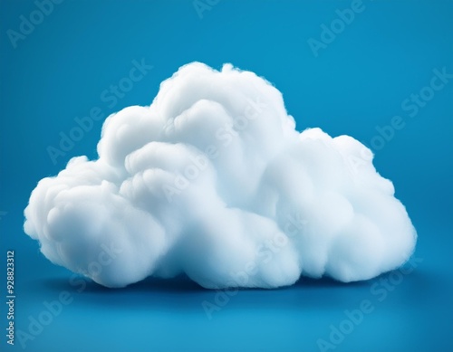  3D image of a single, fluffy white cloud against a bright blue sky. The cloud should be puffy and well-defined, with soft, rounded edges and a clean, crisp appearance. Ensure the background is a soli