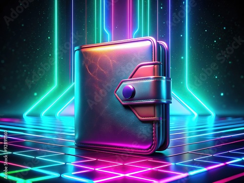 Cyberpunk Hologram: Holographic projections of wallet and isolation, with neon accents and techno-futuristic atmosphere