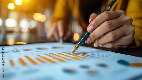 A person reviewing their credit report on a tablet making notes on areas that need improvement Stock Photo with copy space