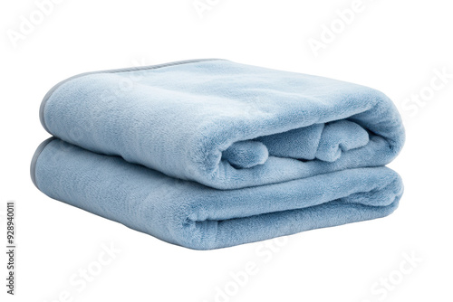 Cozy blue blanket folded neatly, perfect for adding warmth and style to any room or outdoor setting.