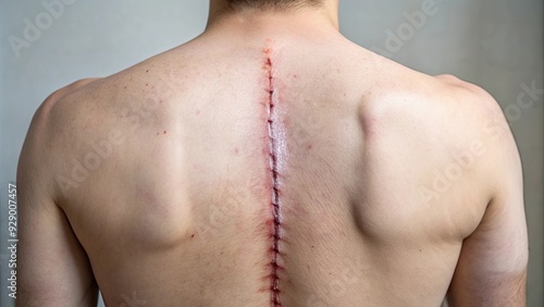 Scar on the back after surgery for herniated disc, scar, back, surgery, medical, healthcare, recovery