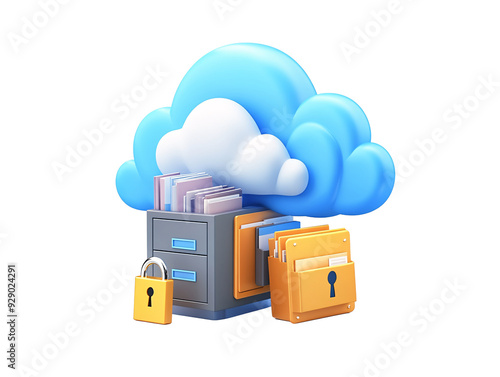 a cloud computing storage with file folders