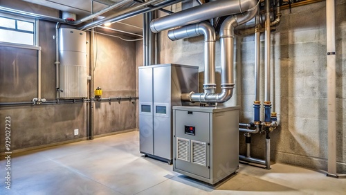 Modern gas furnace with electronic ignition and horizontal vents installed in a basement, ready to provide warm and efficient heating to a home.